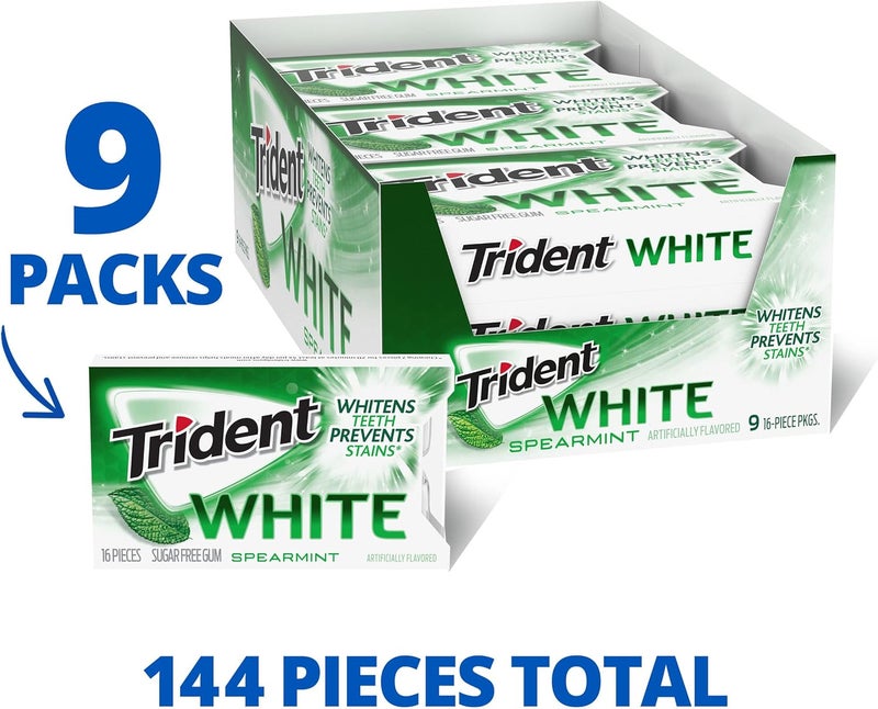 Trident White Spearmint Sugar Free Gum - 9 Pack - Image 3